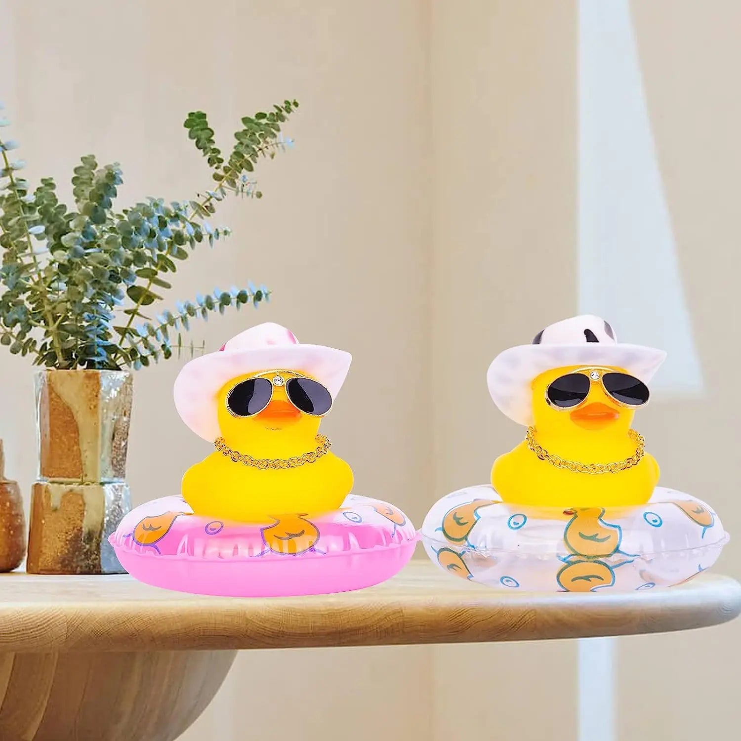 CowLost | 2-set-car-duck-mini-car-dashboard-yellow-rubber-duckies-toy-jeep-duck-party-favor-car-decoration-table-ornament-car-accessory |14