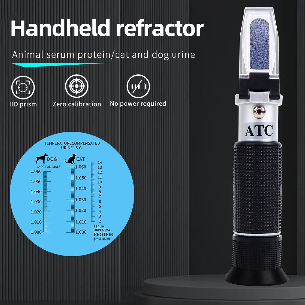 ATC Handheld Animal Serum Protein Refractometer 1.000-1.060RI for Cat Dog Urine Specific Gravity