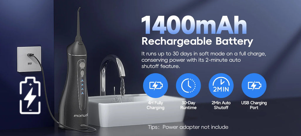 CowLost | uncategorized-mornwell-portable-oral-irrigator-f18-usb-rechargeable-water-flosser-with-4-nozzles-and-200ml-tank |7