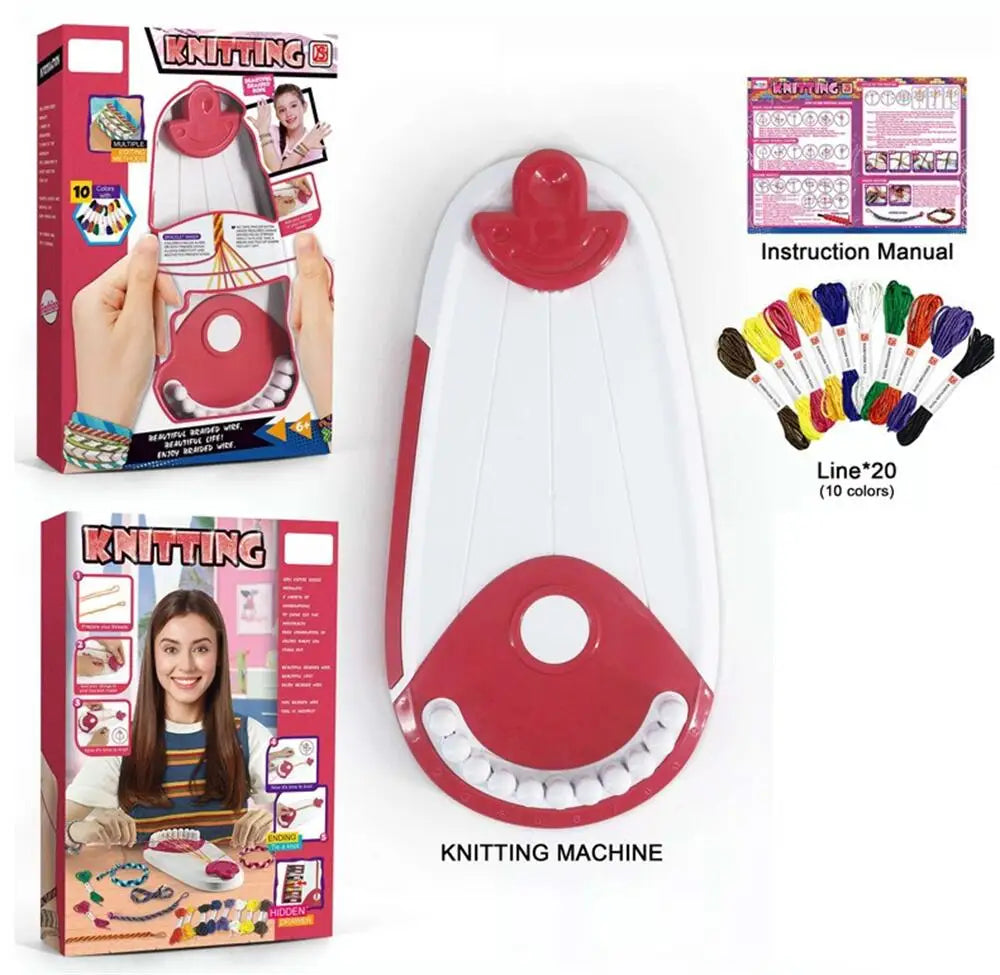 Friendship Hand Knitter Toy DIY Yarn Rope Bracelet Making Set for Kids