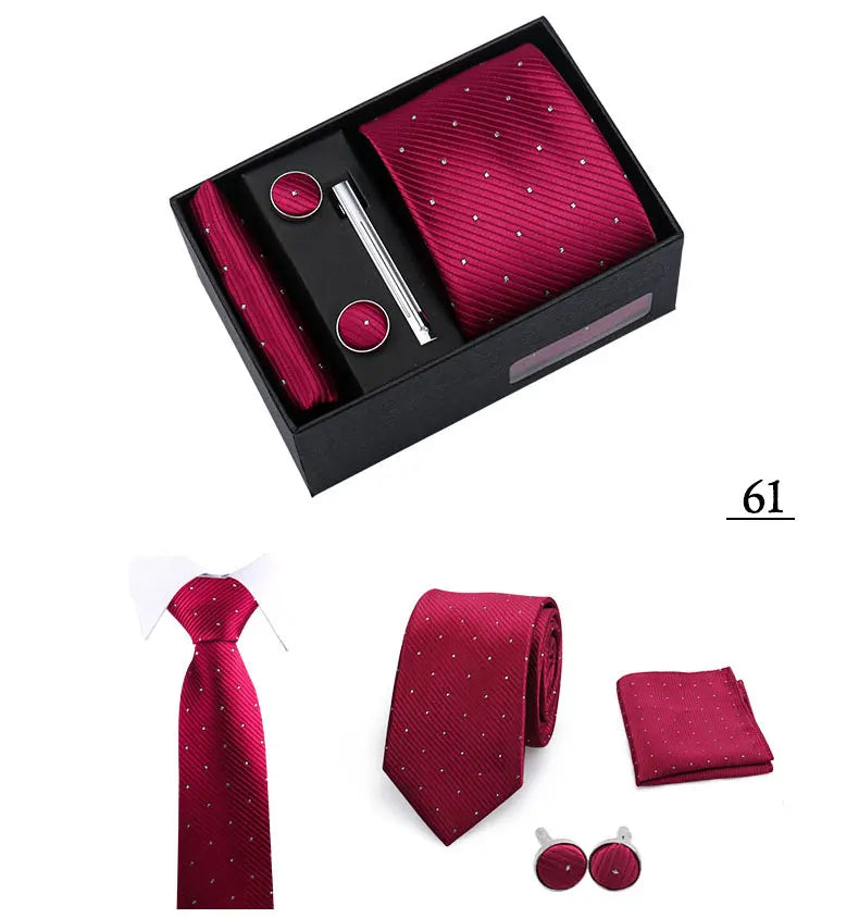 CowLost | tie-men-with-box-top-quality-business-ties-hanky-cufflink-set |33