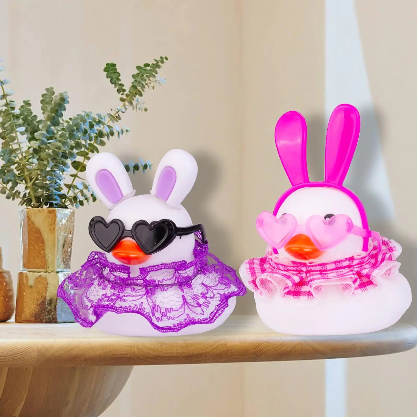 CowLost | product_id-car-dashboard-rubber-duck-ornament-set-with-mini-hat-sunglasses-and-skirt |6