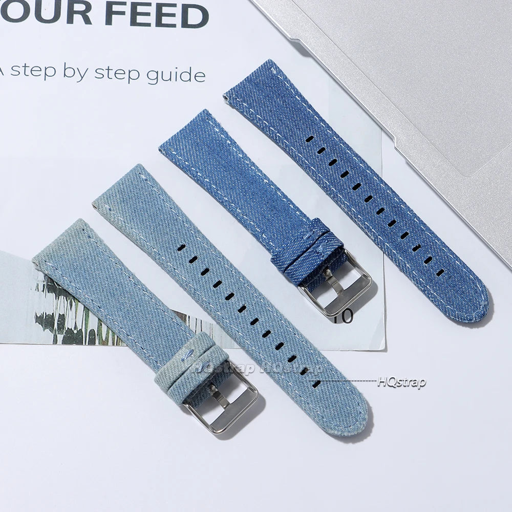 CowLost | product_id-hqstrap-retro-nylon-denim-watch-strap-22mm-24mm-black-light-blue-unisex |5