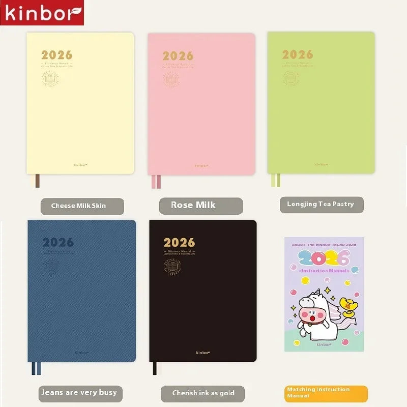 CowLost | kinbor-full-series-2026-a5-planner-daily-book-a6-annual-52g-tomoe-river-paper-journals-notepads-pure-colors-timeline-eight-grid-1 |6