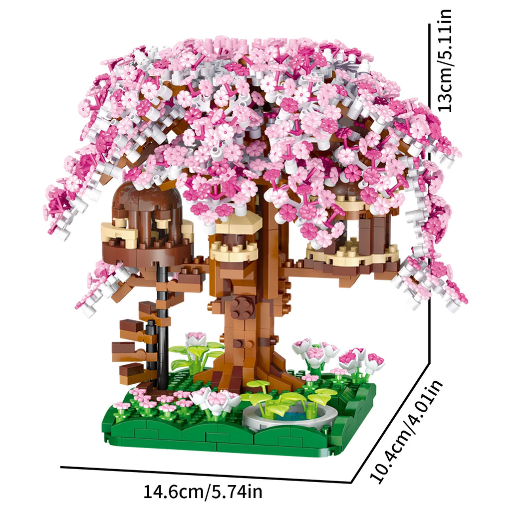 CowLost | product_id-pink-cherry-blossom-rainbow-treehouse-building-block-toy-for-parent-child-assembly |18