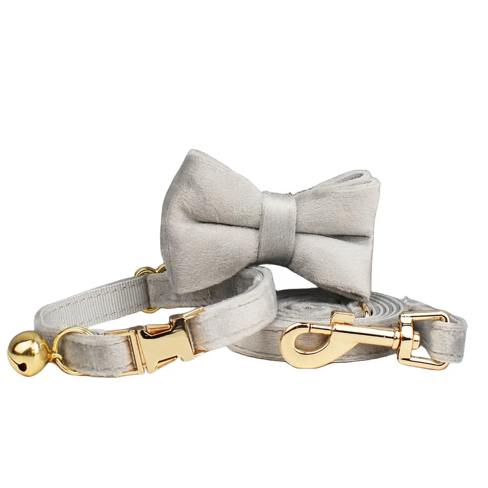 CowLost | cat-furniture-personalized-bowknot-cat-collar-harness-with-bell-and-id-tag |4
