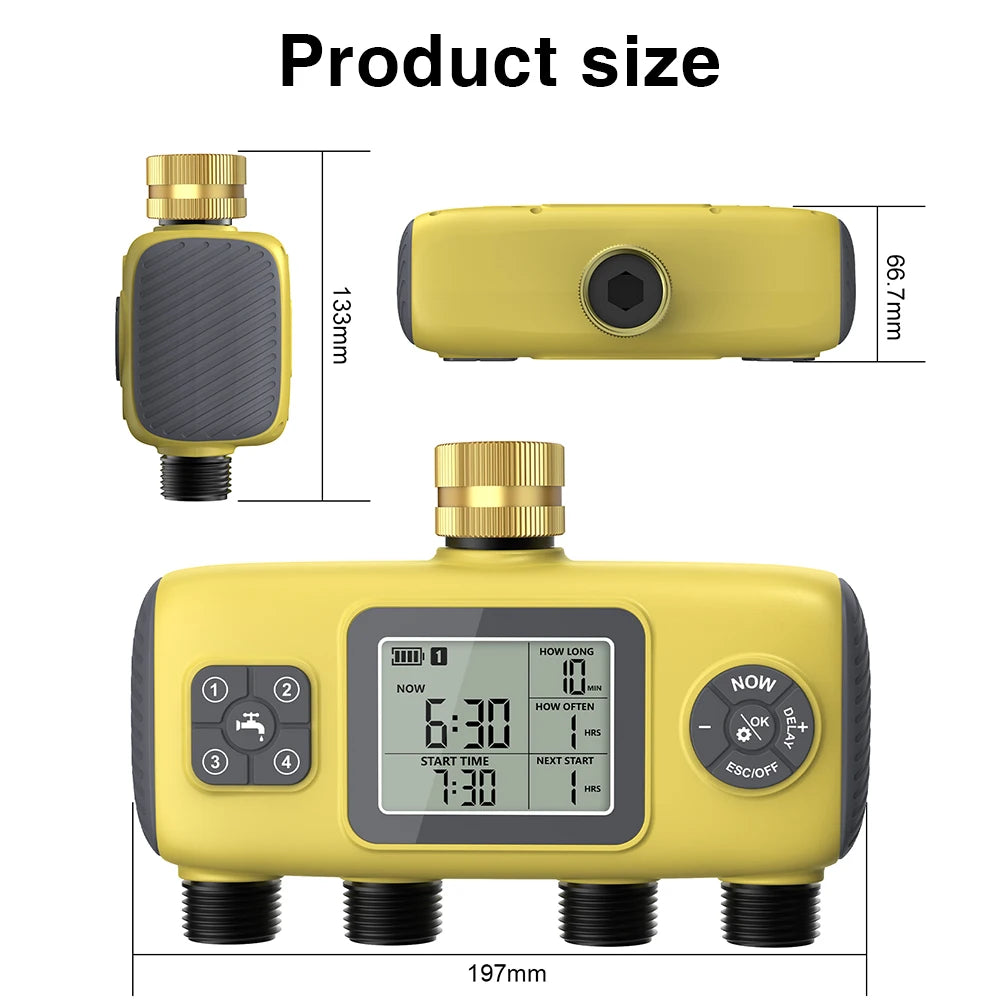 4 Zone Programmable Digital Garden Irrigation Timer for Greenhouse