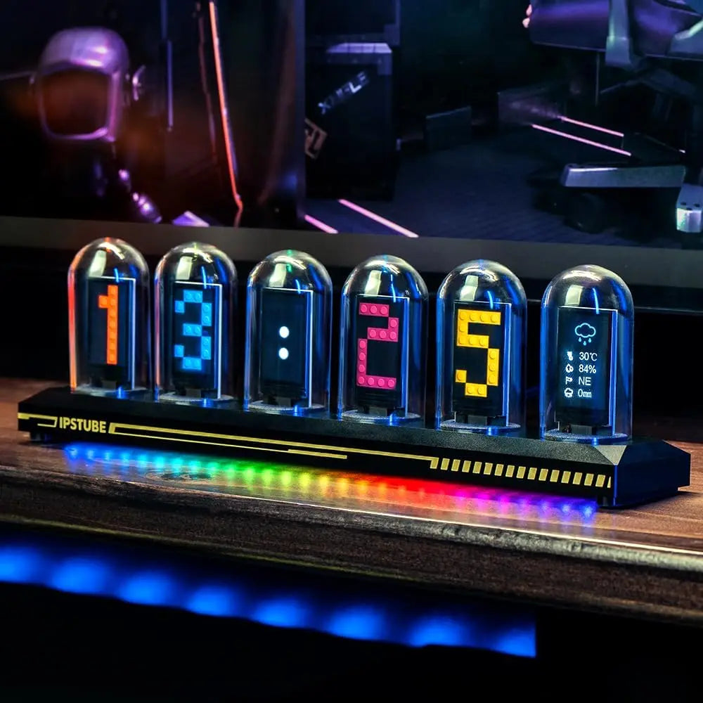 Mexllex Nixie Tube RGB Retro Digital Clock with Wi-Fi, APP Control, IPS Glow, Weather Mode