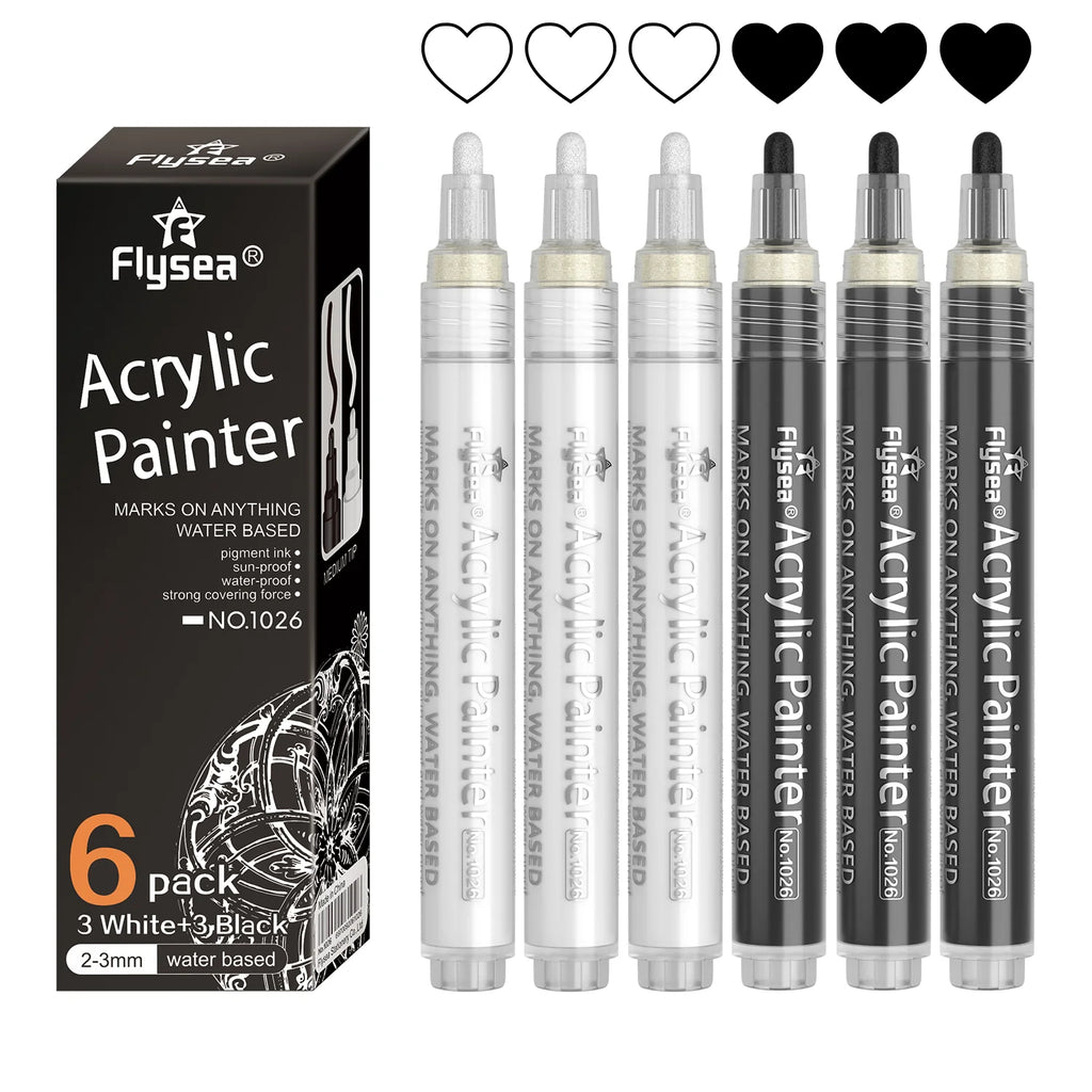 CowLost | markers-product_id-kolorowys-black-white-gold-silvery-acrylic-paint-pens-0-7mm-3mm-waterproof-markers |11