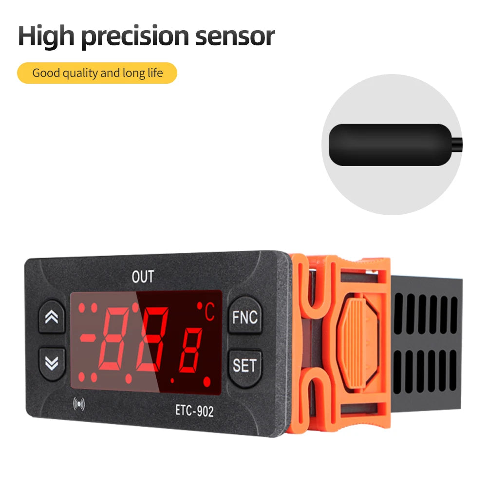 ETC-902 Digital Temperature Controller Thermostat Thermoregulator Incubator Relay LED 16A Heating Cooling 12V-24V AC 110V-220V