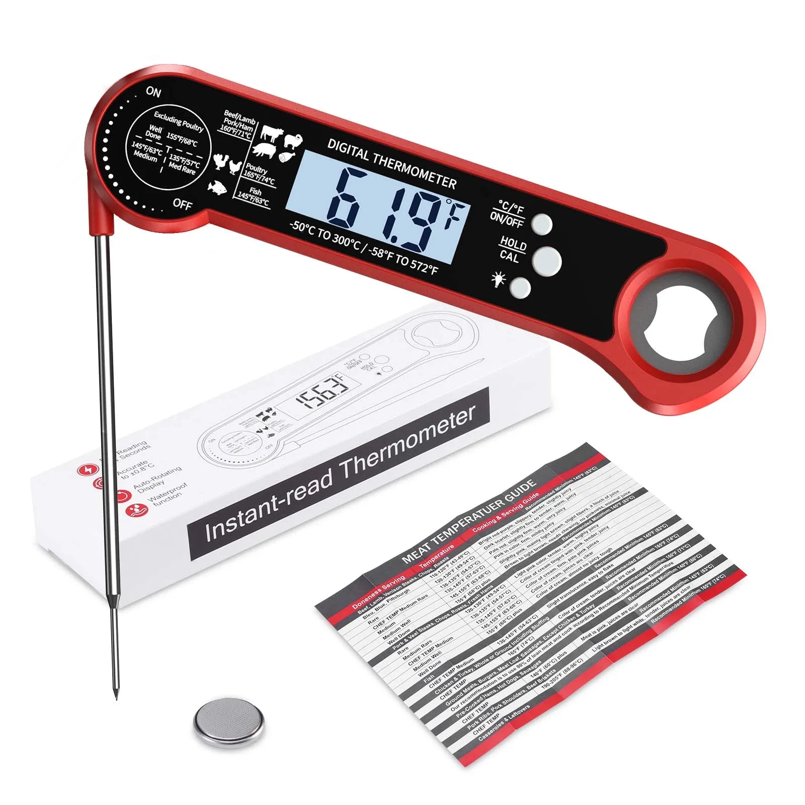 ORIA Digital Instant Read Meat Thermometer with LCD Backlight for Kitchen and BBQ