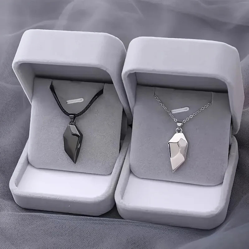 Couple Electrocardiogram Magnetic Heart Pendant Necklace Valentine's Day Gift