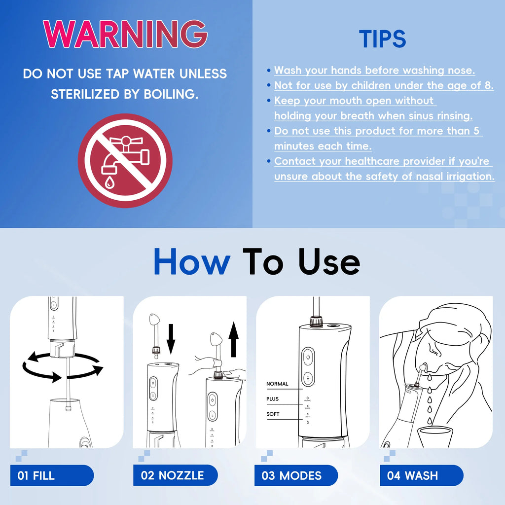 CowLost | uncategorized-mornwell-nasal-rinse-bottle-300ml-electric-sinus-cleaner-with-3-modes-and-2-nozzles |3