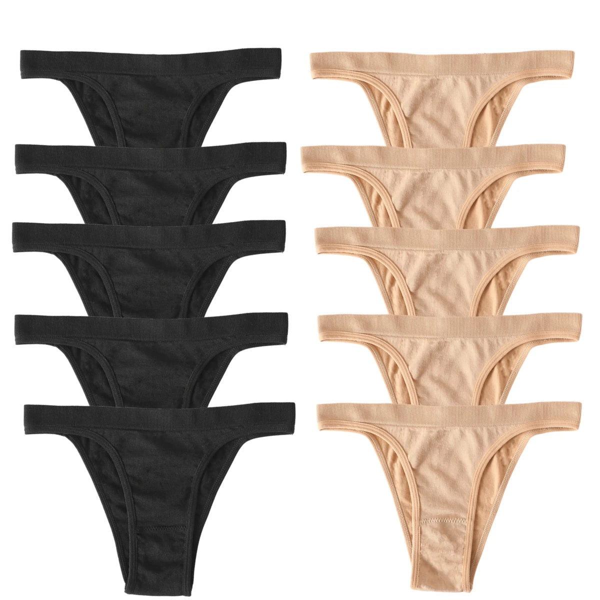 CowLost | product_id-10pcs-womens-seamless-ribbed-high-leg-sports-thong-underwear-set |35
