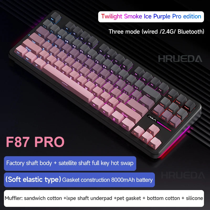 CowLost | aula-f87-pro-mechanical-keyboard-wired-2-4g-wireless-bluetooth-tri-mode-87key-8000mah |22