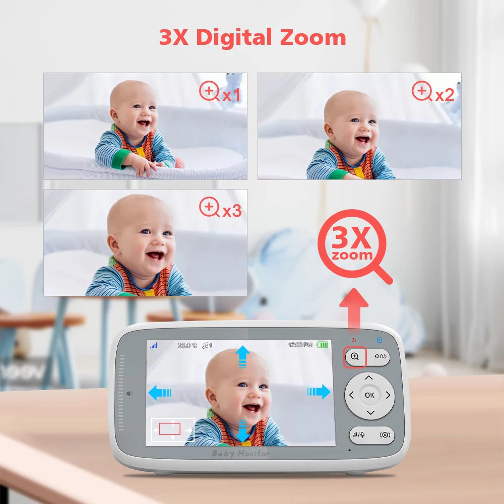 CowLost | 4-0-inch-video-baby-monitor-camera-3x-digital-zoom-two-way-audio-auto-night-vision-720p-hd-security-camera-babysitter-vb615 |3