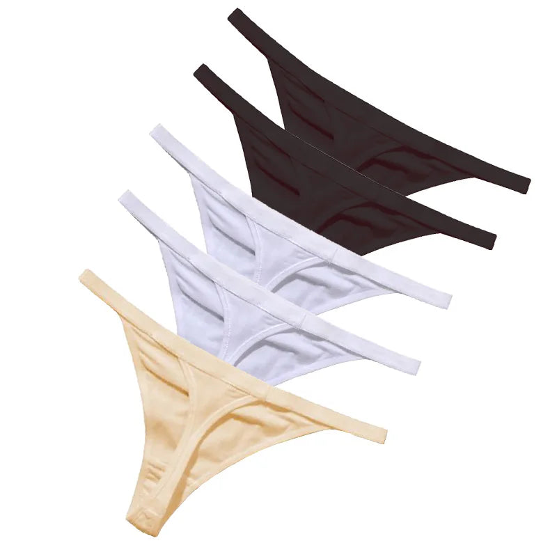 CowLost | 5pcs-women-rib-g-string-thongs-sexy-female-low-waist-panties |9