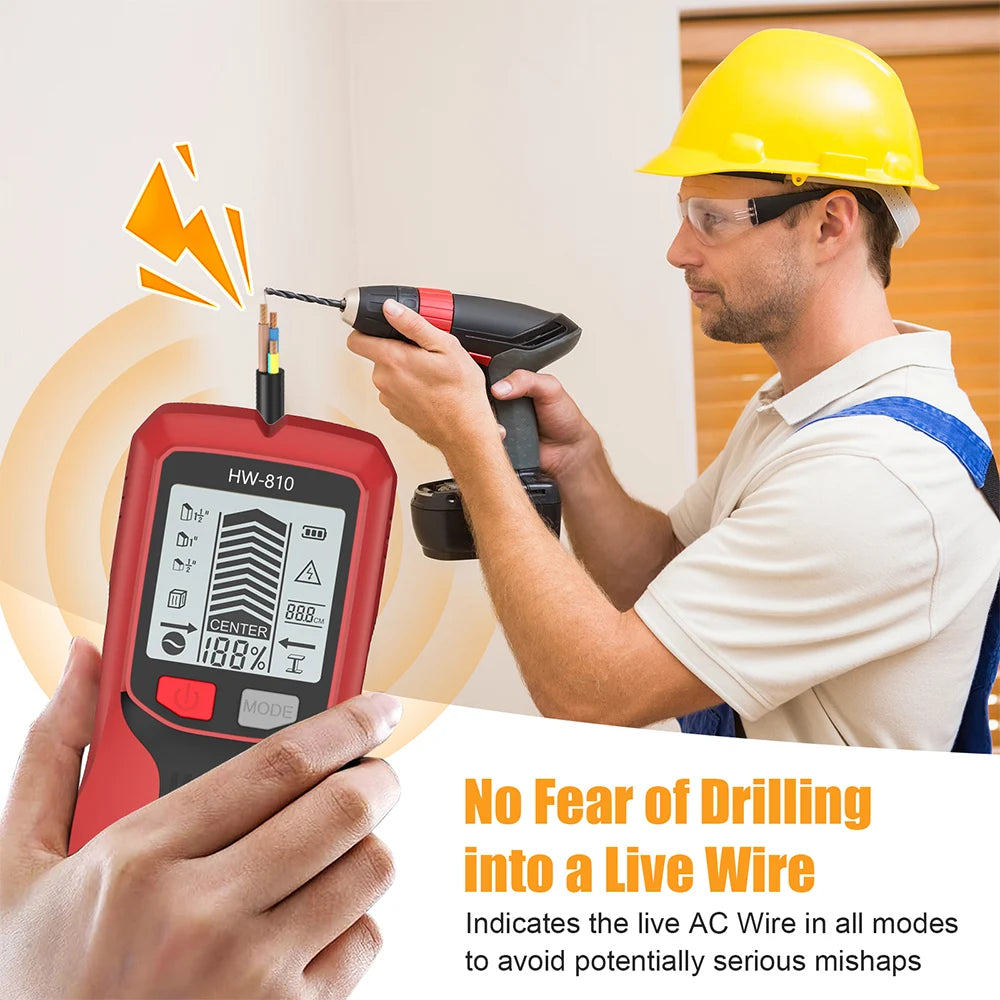 Handheld 6-in-1 Metal Detector Wall Stud Finder Digital Scanner with LCD Display