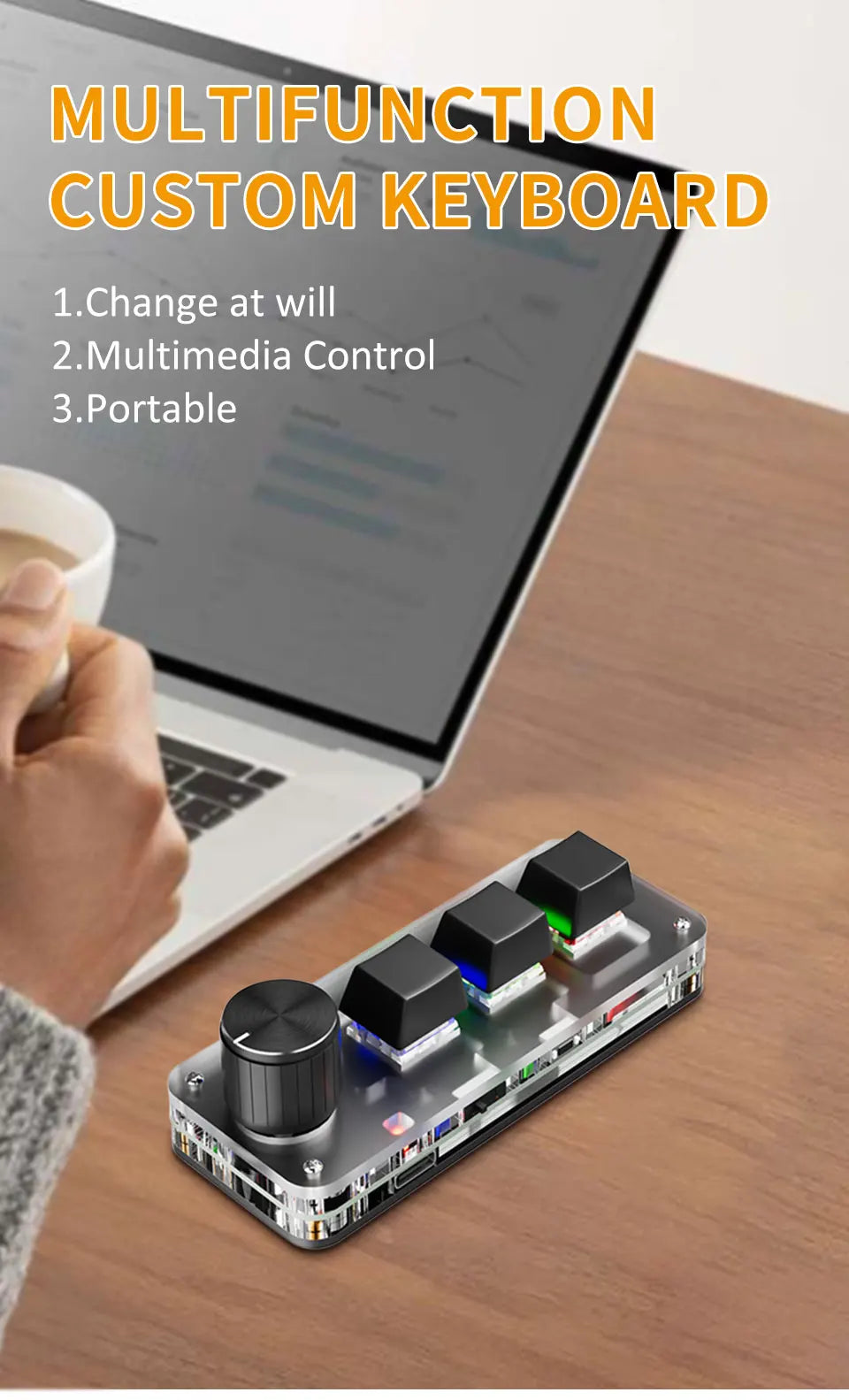 CowLost | product_id-2-4g-bluetooth-mini-mechanical-keyboard-3-key-with-macro-knob-hot-plug |10