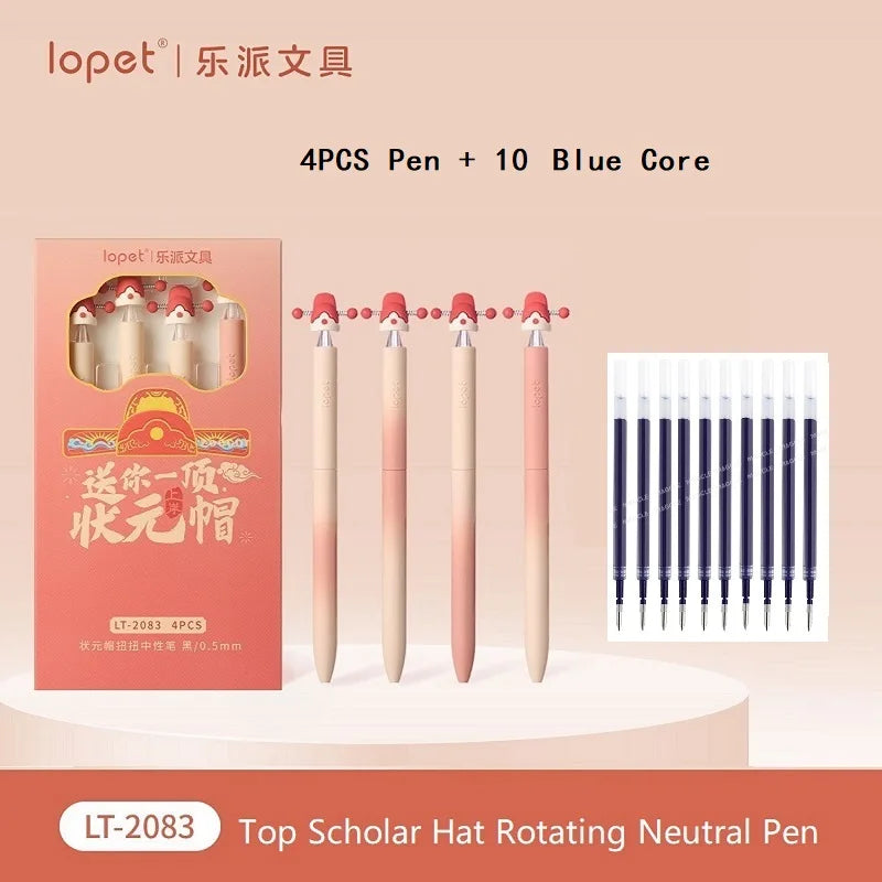 CowLost | product_id-4pcs-lopet-kawaii-lucky-hat-gel-pens-0-5mm-st-tip-quick-drying-refillable-large-capacity-ideal-for-school-exams |23