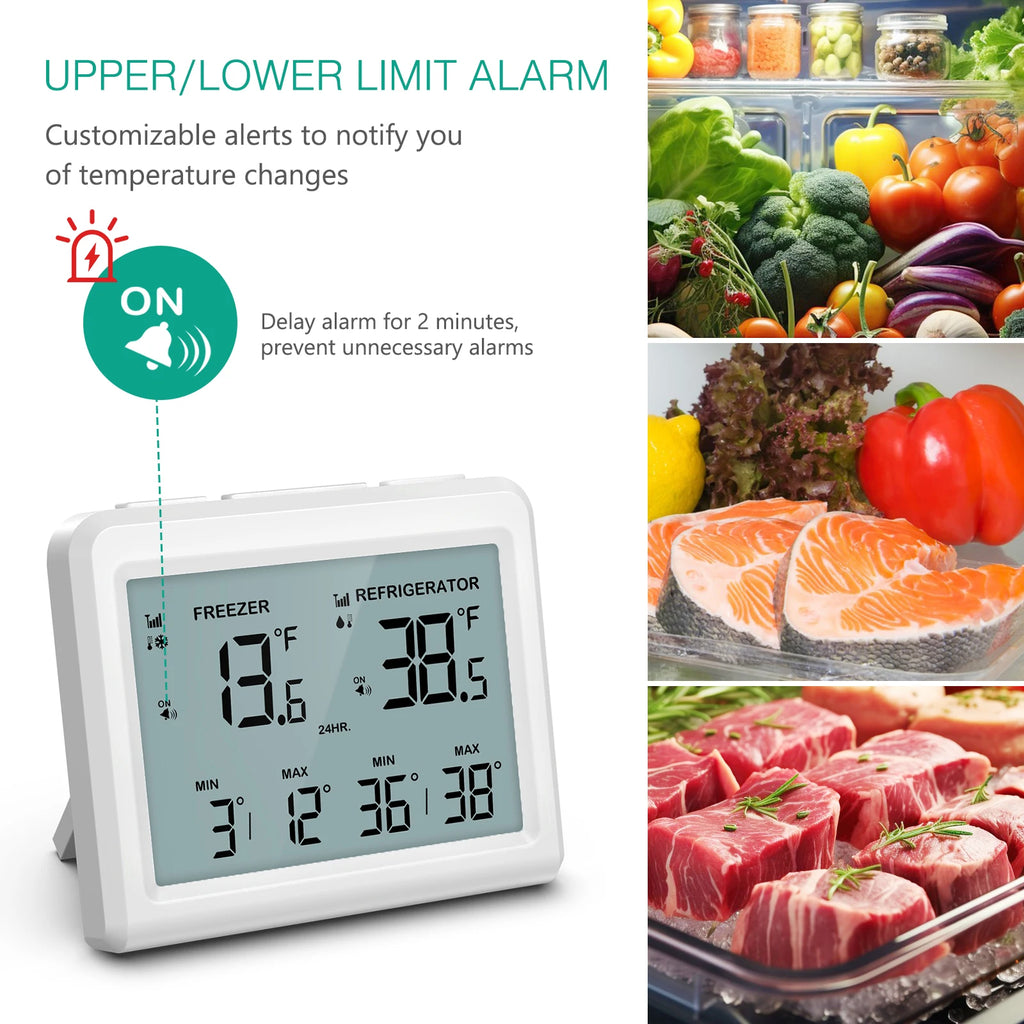 ORIA Wireless Digital Refrigerator Thermometer with 2 Sensors