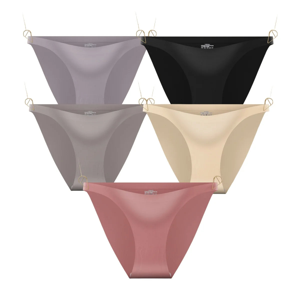 CowLost | product_id-5pcs-womens-seamless-low-waist-ultra-thin-ice-silk-briefs-solid-colors |9