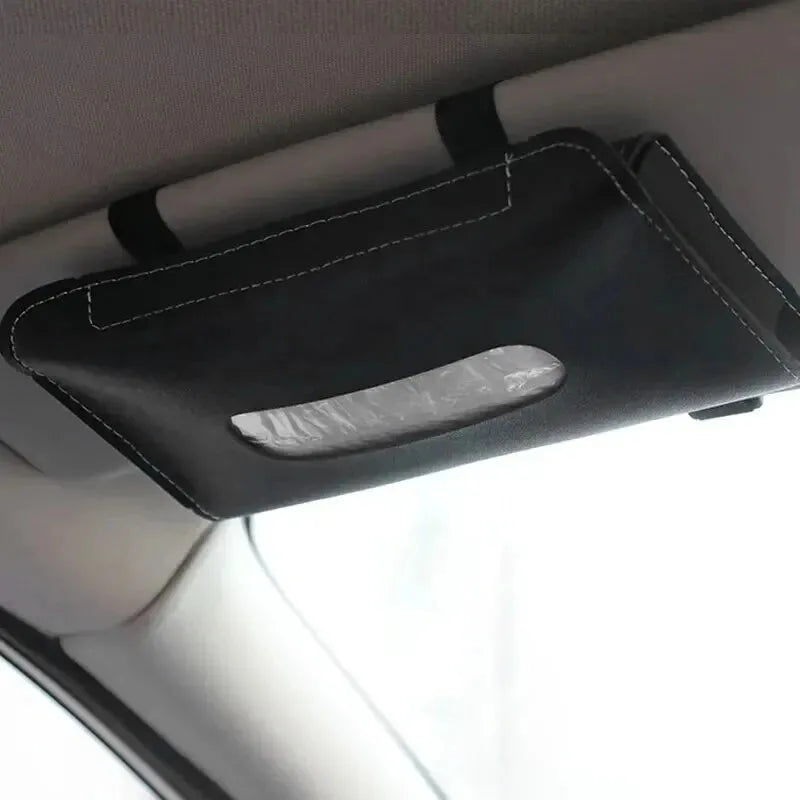 CowLost | 2-colors-tissue-box-pu-leather-car-sun-visor-hanging-holder |3