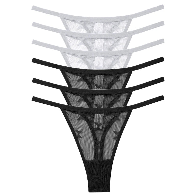 CowLost | activewear-pants-6pcs-women-transparent-mesh-thong-panties-g-string |42