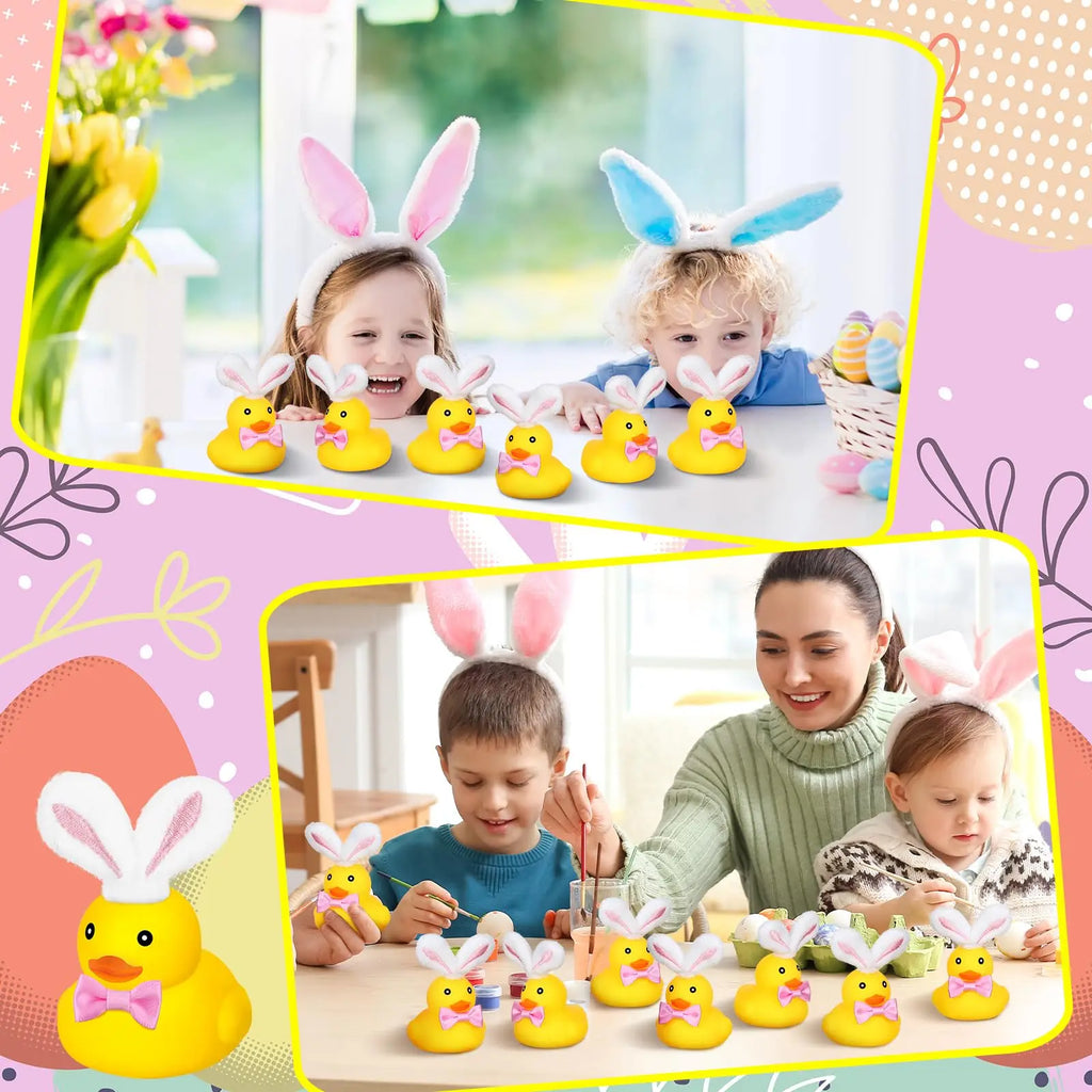 CowLost | product_id-easter-rubber-duck-set-with-plush-rabbit-ears-bow-6-12-24-36-pieces-bath-toys-holiday-decor |5