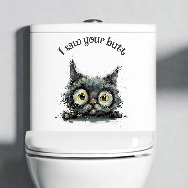 1pc Creative 3D Cracked Animal Dog Toilet Sticker