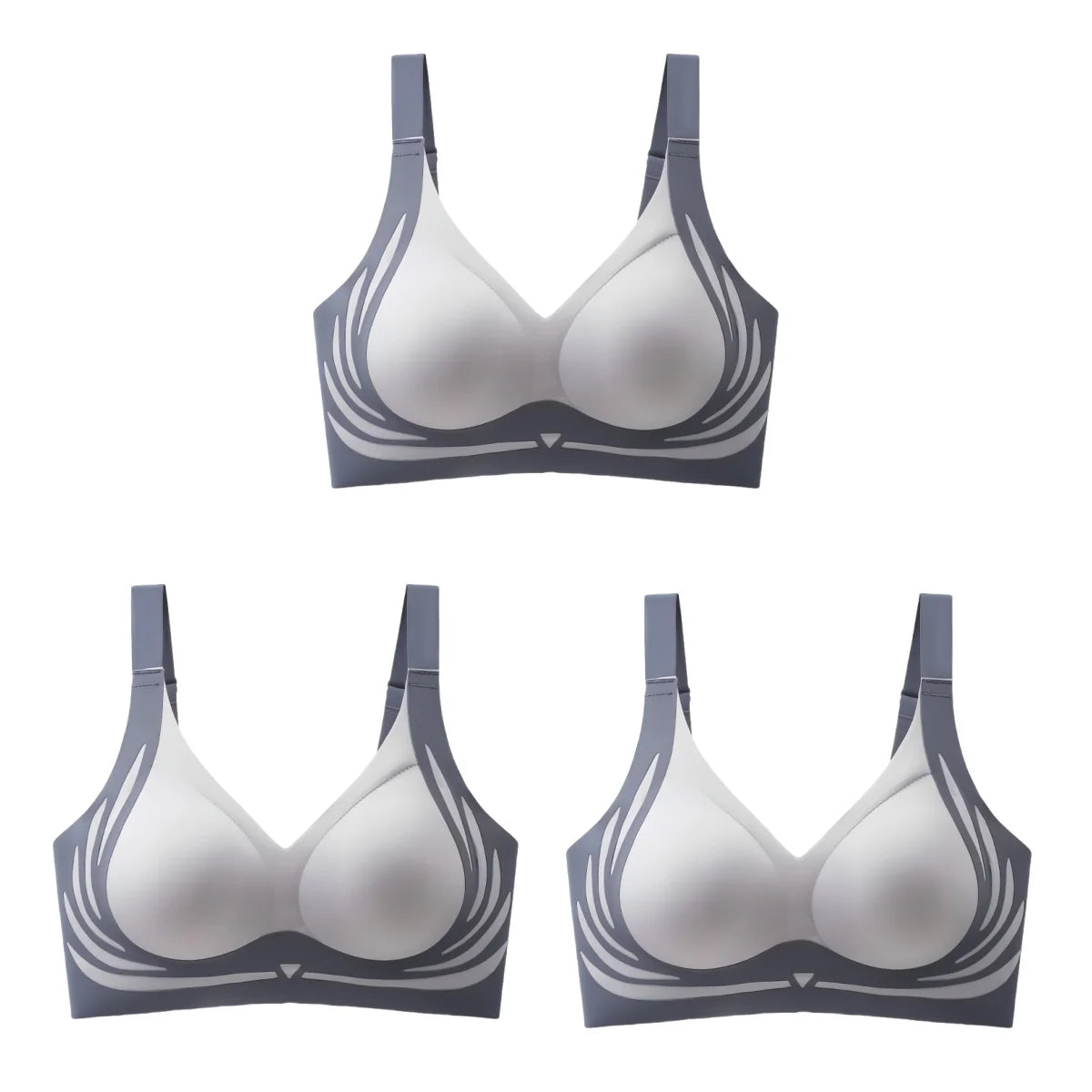 CowLost | product_id-3pcs-wireless-seamless-padded-push-up-bras-for-women-adjustable-straps-plus-size-m-4xl |17