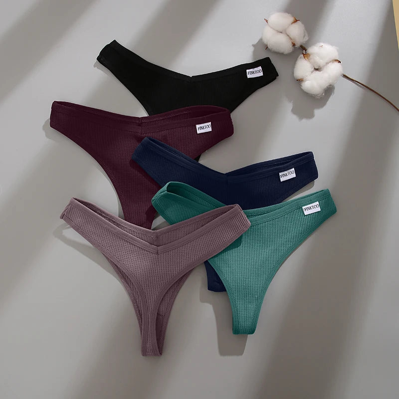 CowLost | activewear-pants-3pcs-cotton-waffle-women-s-sexy-thong-panties-set |17