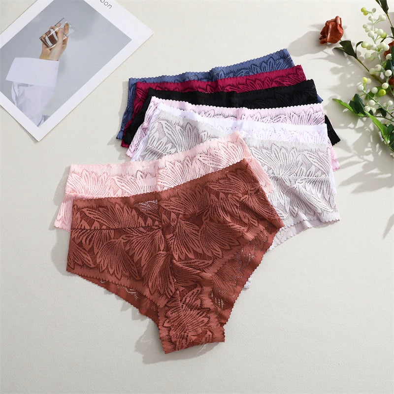 CowLost | activewear-pants-3pcs-lace-hollow-out-mid-waist-womens-briefs-set |7
