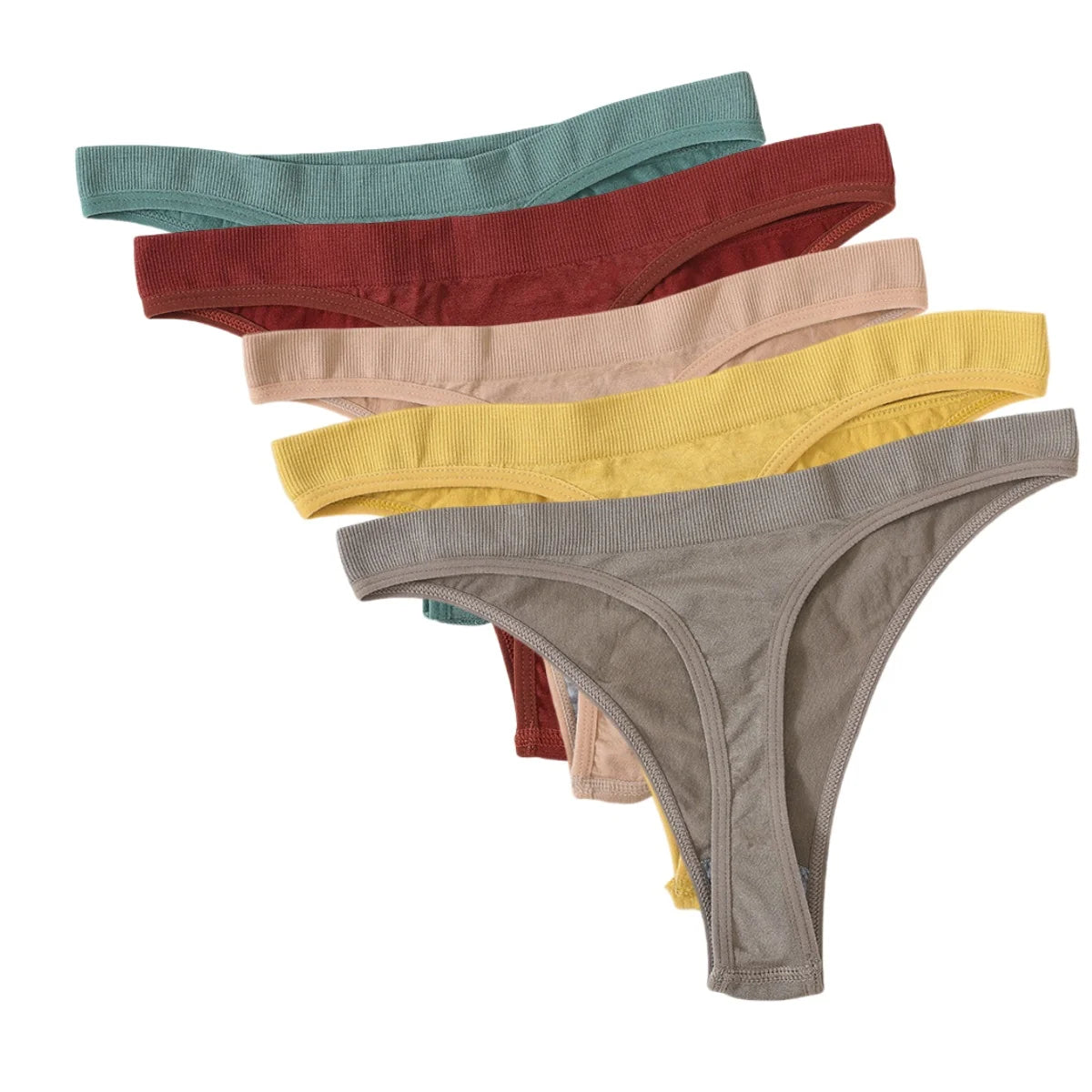 CowLost | product_id-5pcs-brazilian-high-waist-sports-thong-g-string-panties-women-m-xl-solid-t-back-underwear-set |28