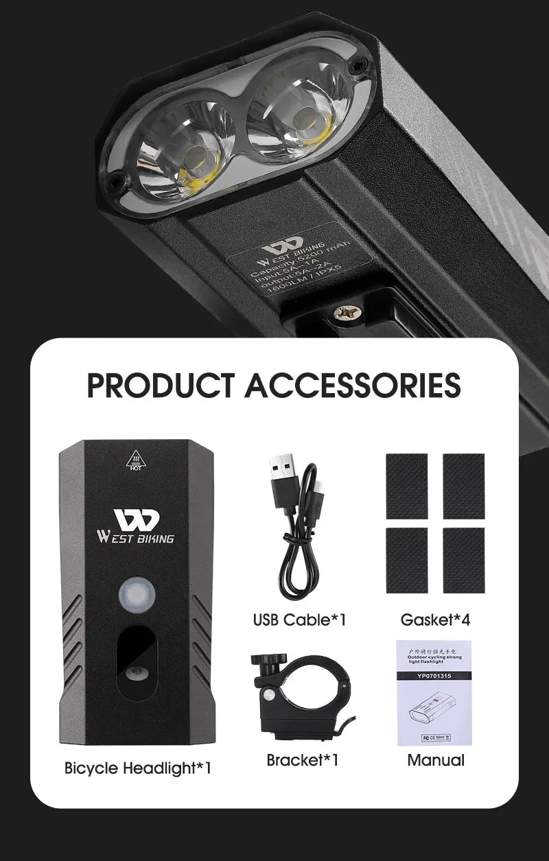 CowLost | west-biking-bike-front-light-induction-bicycle-bright-light-usb-charging-flashlight-cycling-waterproof-torch-bike-headlight |49
