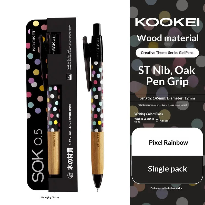 CowLost | product_id-kookei-gel-pen-with-oak-wood-handle-smooth-0-5mm-st-nib-fast-dry-ink-polka-dot-design-for-students-professionals |30
