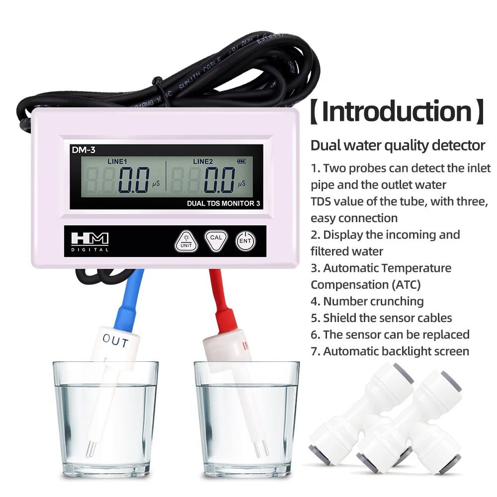 HM Digital Online Dual Channel TDS EC Meter LCD Water Quality Tester for Pool Laboratory
