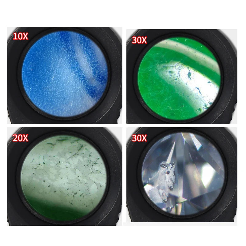 10X 20X 30X 40X Magnifier Loupe With Dual Light White UV LED Illuminated Magnifier Jewelry Diamond Gemstone Eye Glass for Repair