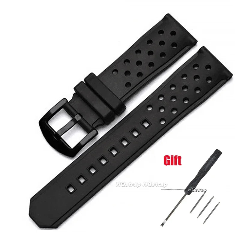 CowLost | black-silicone-wristband-for-tag-heuer-for-racing-f1-waz2113-waterproof-bracelet-22mm-diving-watchband-breathable-replacement |19
