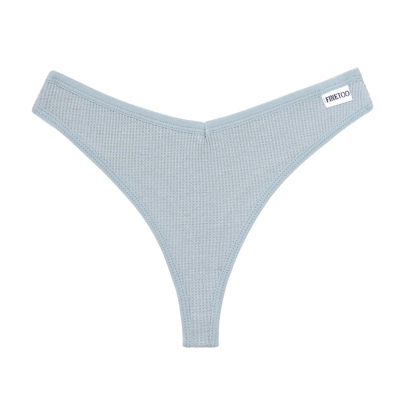 CowLost | activewear-pants-3pcs-cotton-waffle-women-s-sexy-thong-panties-set |24