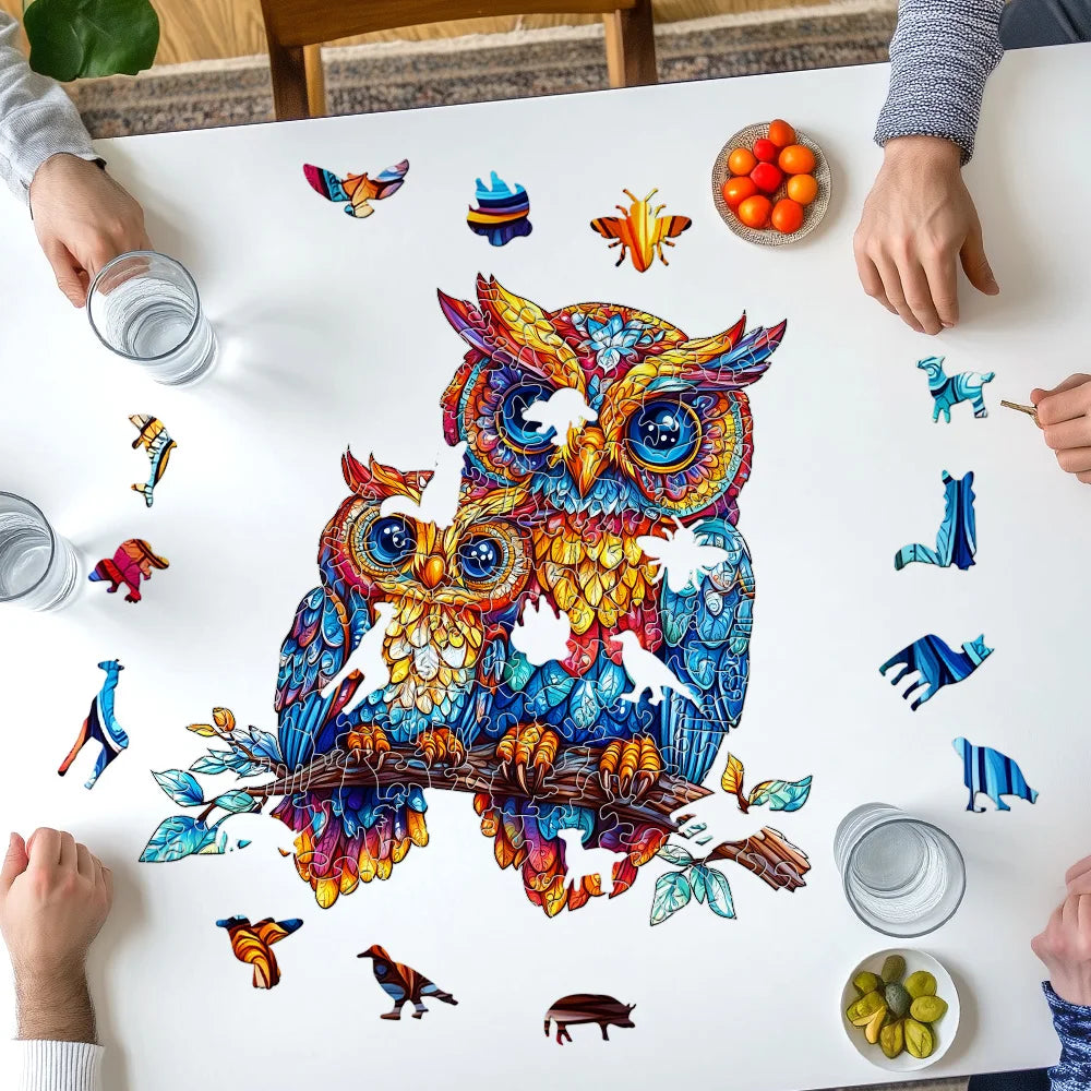 CowLost | product_id-moonlit-owl-cosmic-alien-glow-in-the-dark-wooden-puzzle-set |4
