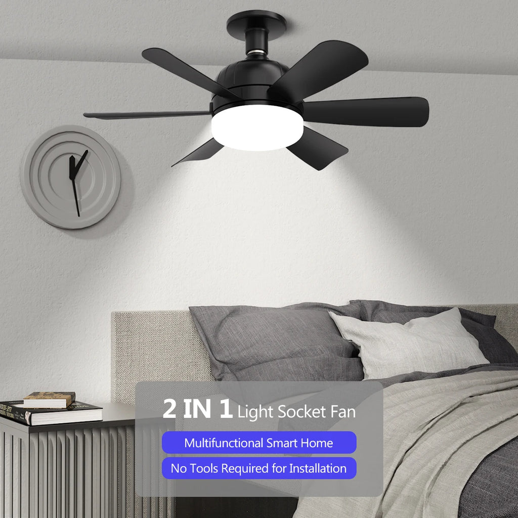 LED Ceiling Fan Light E26/E27 with Remote, Dimmable 3-Color, Speed Control for Living Room and Study