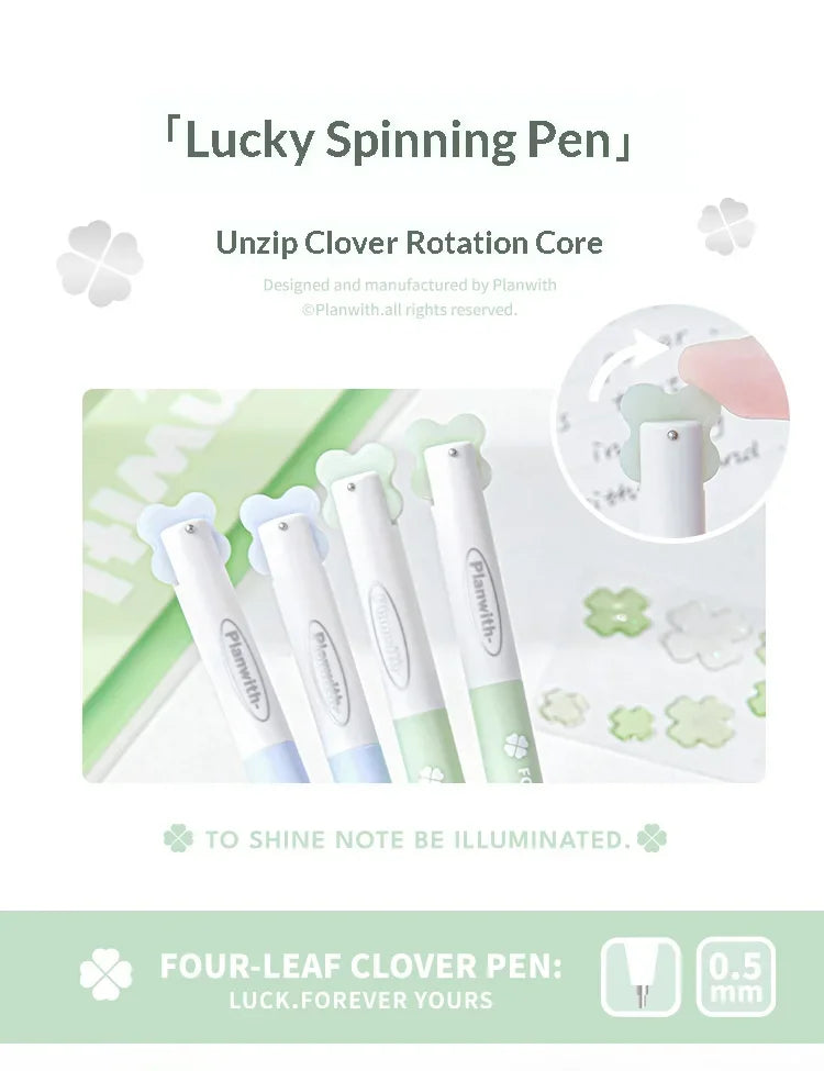 CowLost | product_id-planwith-lucky-clover-0-5mm-carbon-black-gel-pen-no-smudge-smooth-writing-rotary-twist |6