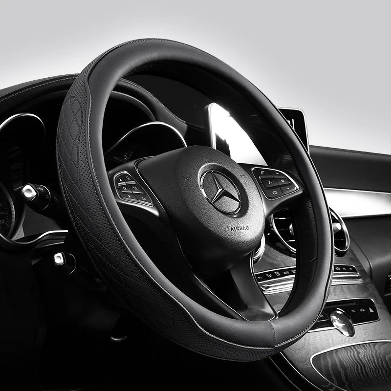 CowLost | napa-leather-perforated-patchwork-car-steering-wheel-cover |25