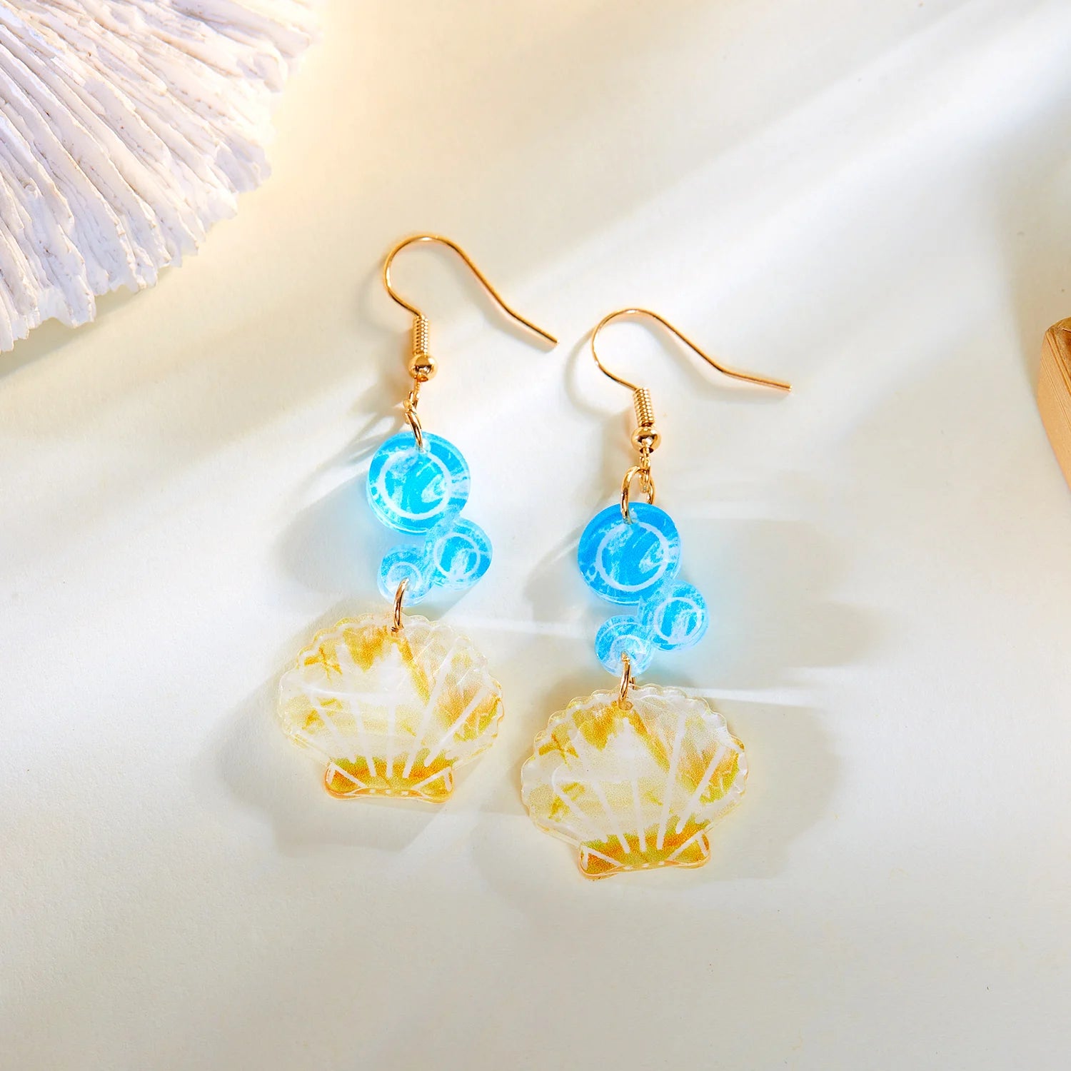 CowLost | fashion-acrylic-starfish-shell-pendant-earrings-for-women-cute-goldfish-turtle-unique-dangle-earring-party-personality-jewelry |5