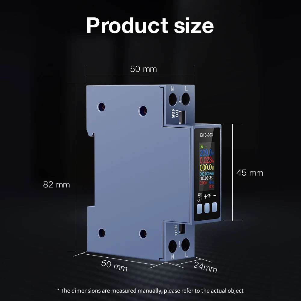 KWS-303 8-in-1 Multifunctional Din Rail Power Meter Smart Switch 85-290V AC Energy Meter