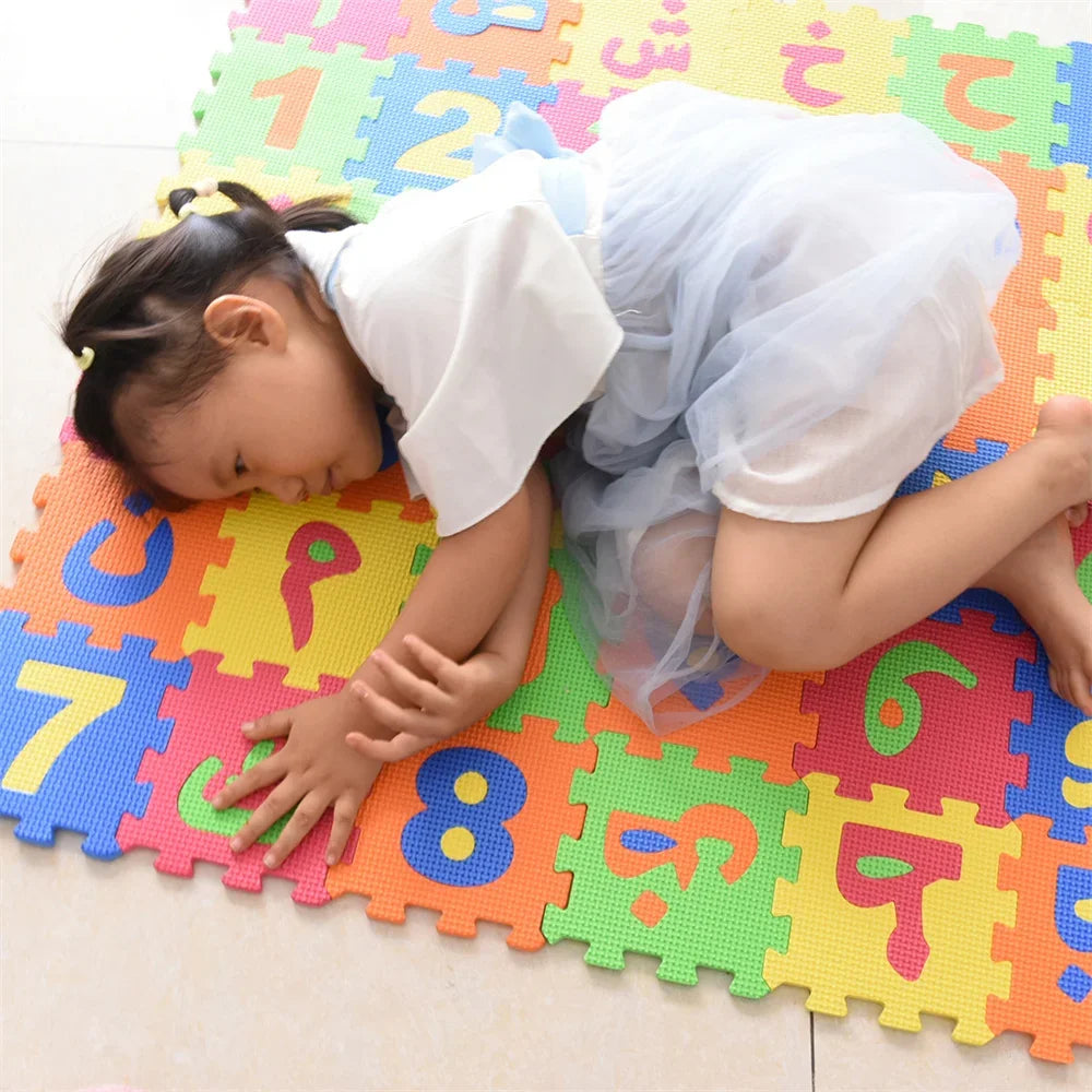 Arabic Kids Foam Play Mat 5.5x5.5 Inch Interlocking Alphabet Numbers EVA Floor Puzzle Tiles