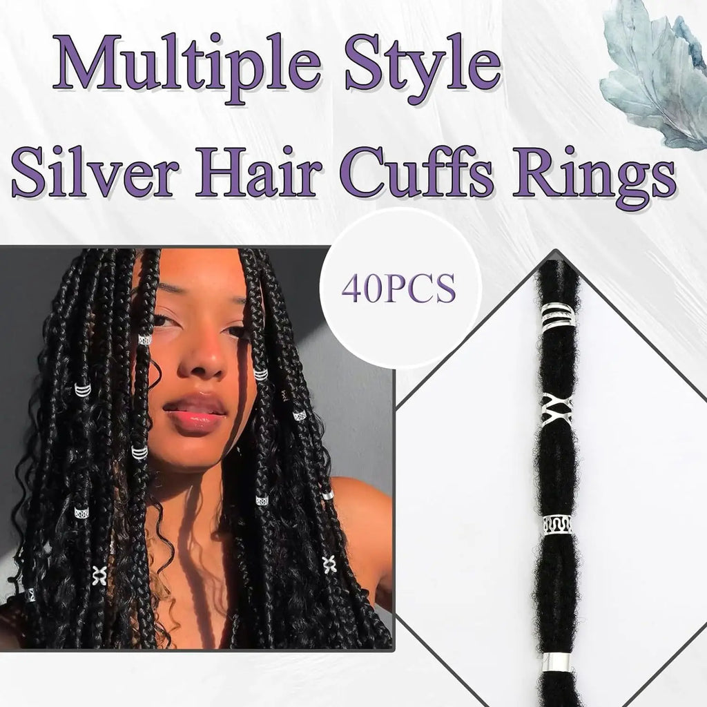 40pcs Gold Hair Cuffs Braids Rings Adjustable Hair Beads for Dreadlock Accessories