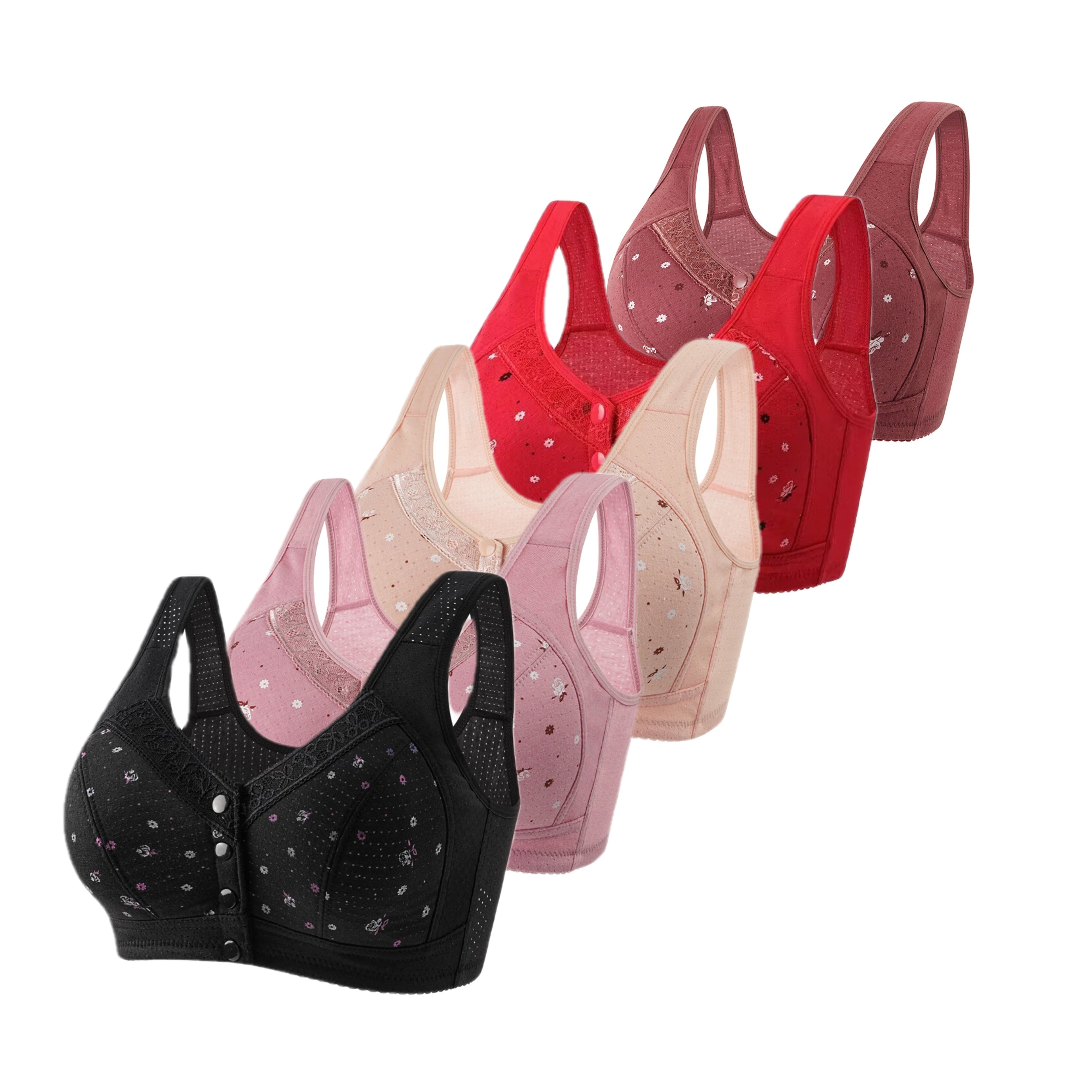CowLost | product_id-fallsweet-5-piece-wireless-front-closure-seamless-lace-plus-size-bras-38-50bc |26