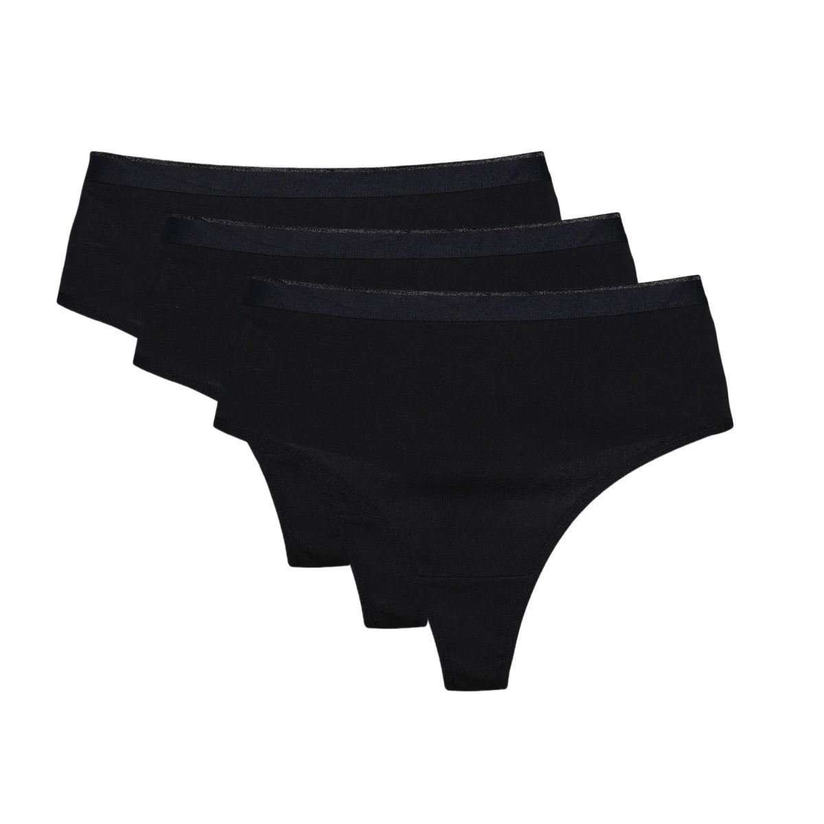 CowLost | product_id-3pcs-women-s-high-rise-cotton-g-string-thong-panties-solid-color-breathable |9